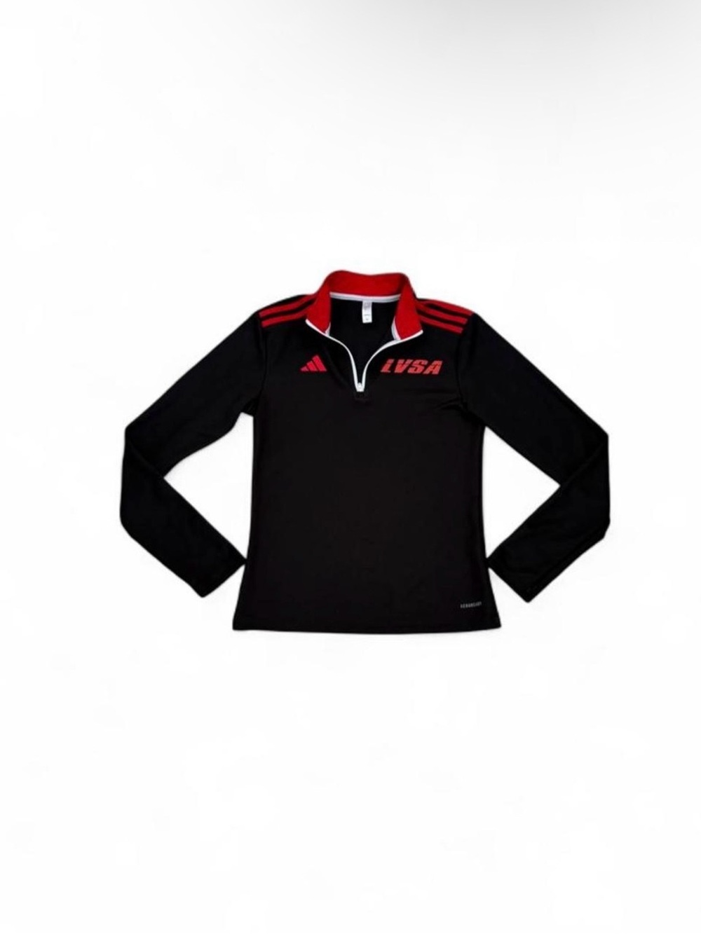 adidas Black Long-Sleeve Quarter-Zip Top with Red Trim